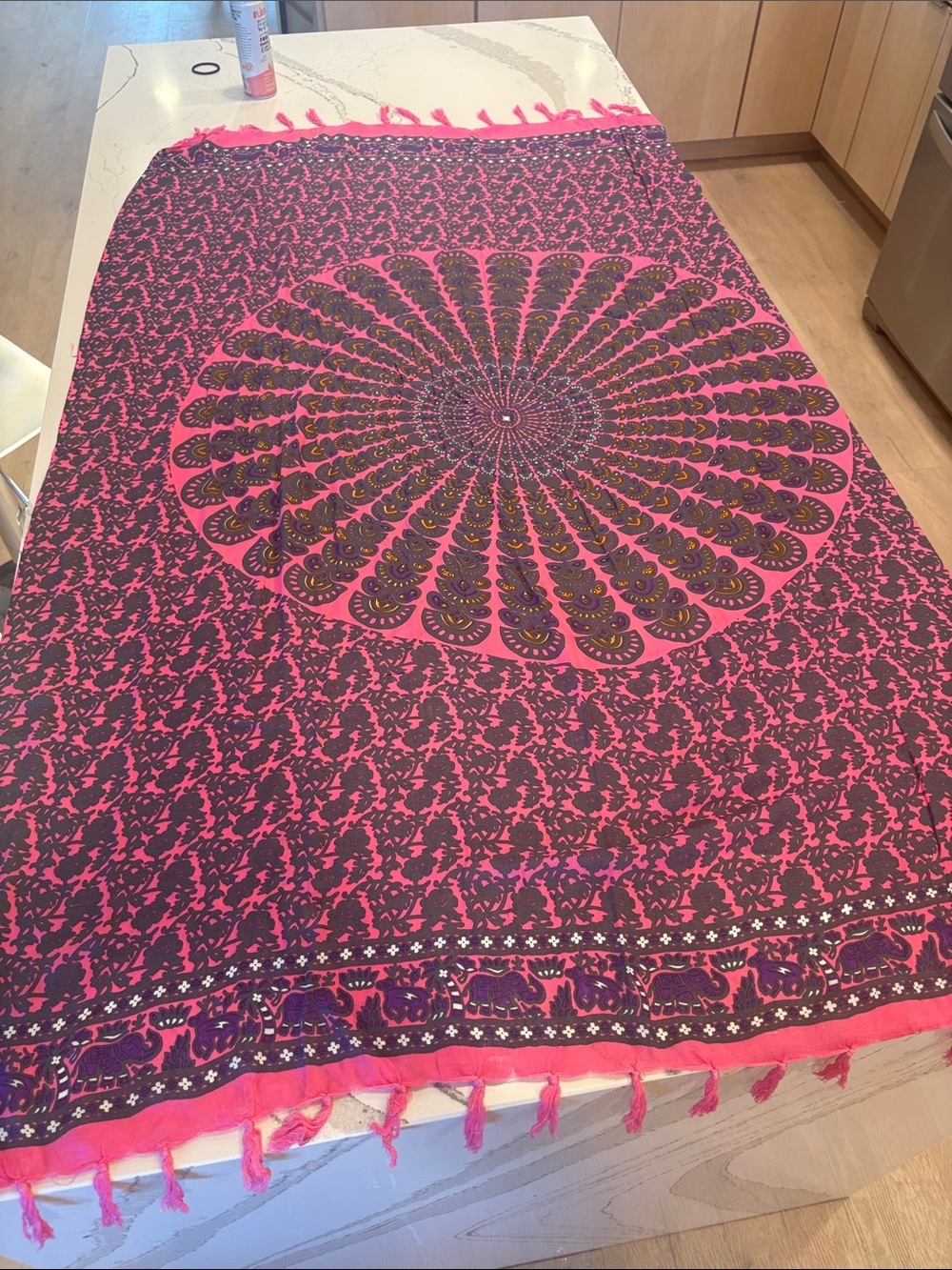 Bohemian Pink Mandala scarf or swim coverup 44 by 67 very soft